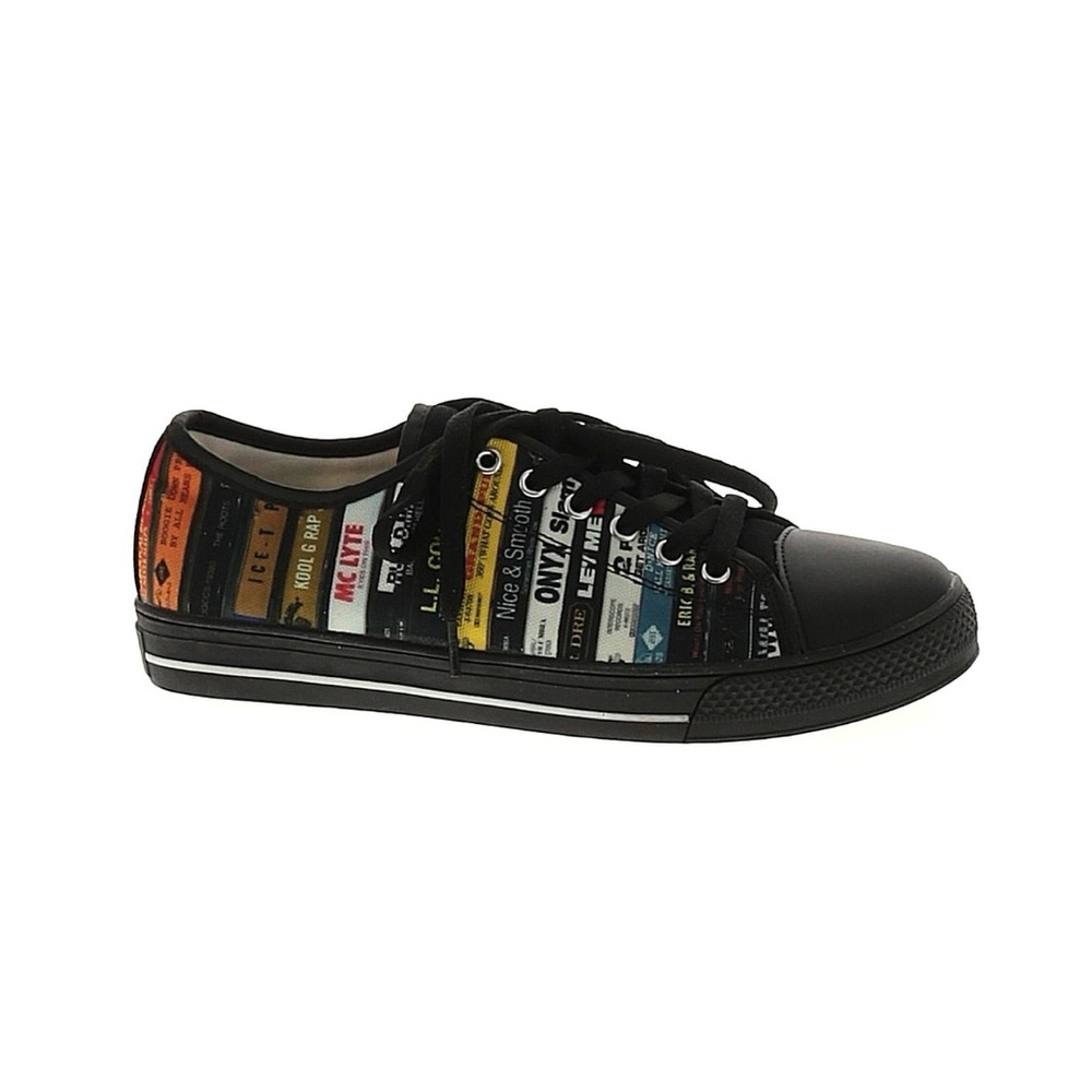 🔜 
Black Sneakers with Colorful Music Print